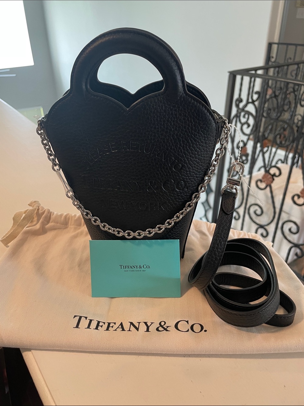 Tiffany & Co. Black Heart Crossbody Bag with Chain - Picture 2 of 10